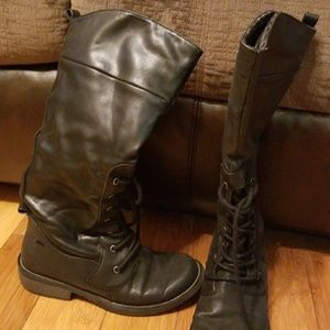 Black knee high combat/riding boots